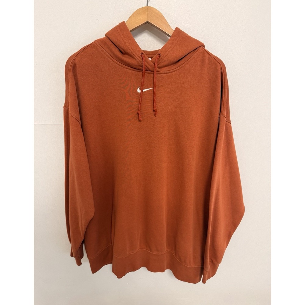 Nike Sportswear Club Fleece Hoodie Mens XL Burnt Orange White Swoosh Pullover